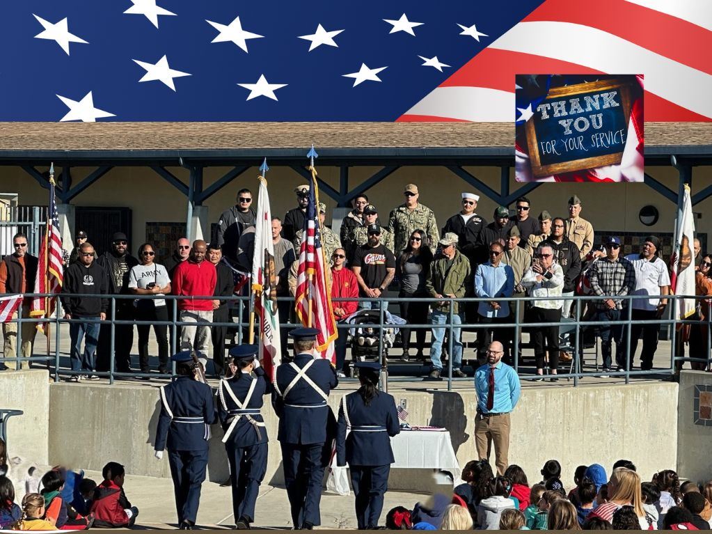 Veterans being honored at an assembly